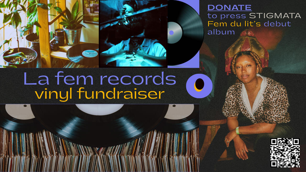 Fem du lit print banner on scratched film